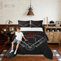 Baseball Field Print Comforter Set Twin Size,Boys Ball Sports Games Themed Quilt Set for Kids Boys Bedroom Collection,Red Baseball Bat Sporting Equipment Soft Bedding Set with 1 Pillowcase