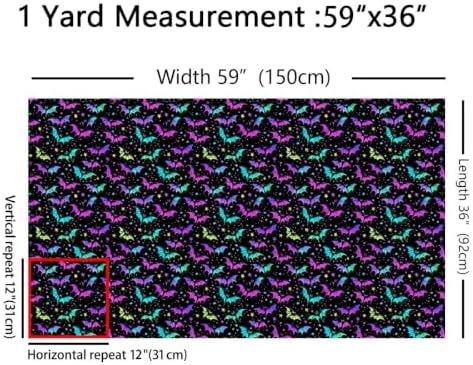 Erosebridal Halloween Bat Upholstery Fabric, 1 Yard