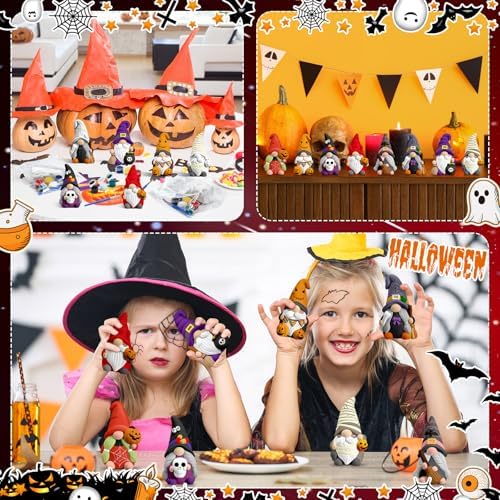 PullCrease 8 Pcs Halloween Gnome Ceramics to Paint Crafts Kit