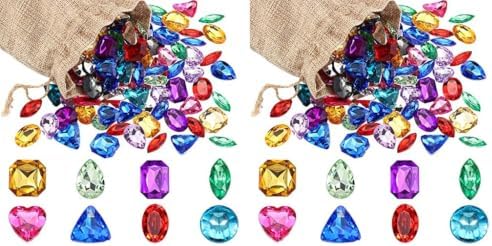 Hicarer 100 Pcs Colorful Toy Gems for Kids Pirate Treasure Chest Jewels
