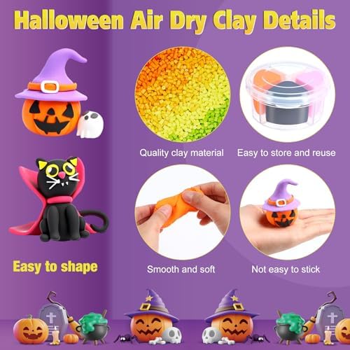 Capoda 24 Boxes Halloween Air Dry Clay Kits Modeling Clay for Kids Gifts