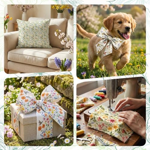 Hahafelt 10 Pcs Summer Wildflower Quilting Fabric Bundles 20 x 20 Inch
