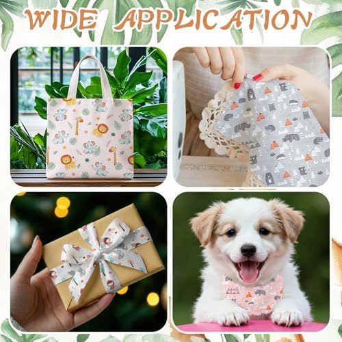 Hahafelt 10 Pcs Jungle Animals Quilting Fabric Bundles 20 x 20 Inch