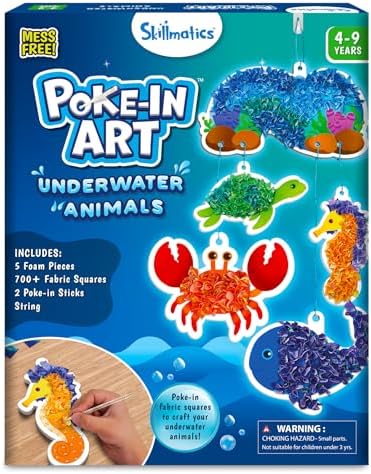 Skillmatics Poke-in Art – Underwater Animals, Wood Craft Kit, Gift for Kids