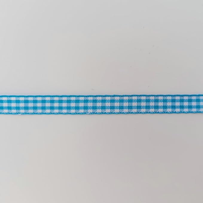 Micomon Vivid Blue and White Woven Edge Plaid Ribbon 100% Polyester Gingham - Image 8