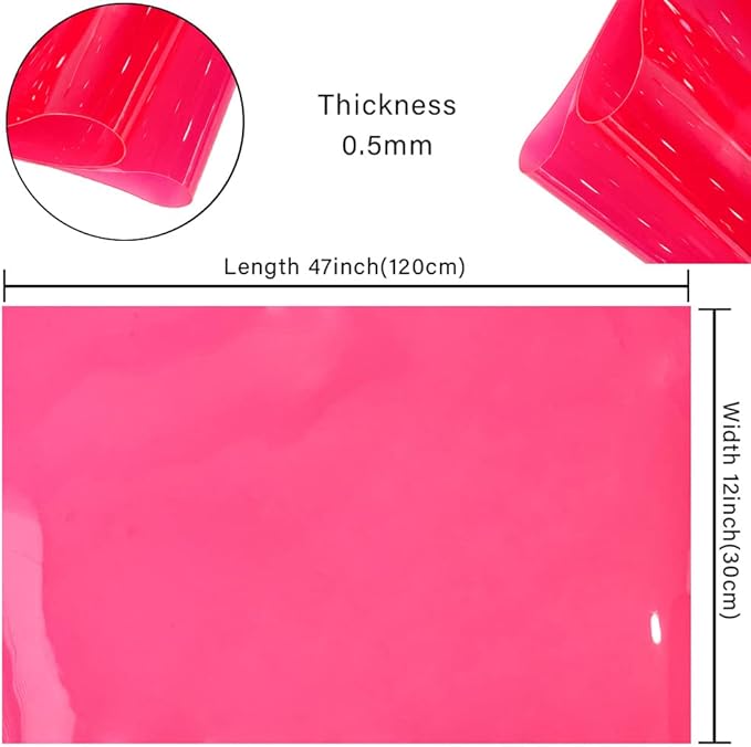 HYANG Dark Hotpink Transparent PVC Super Clear Holographic Vinyl Faux Leather - Image 4