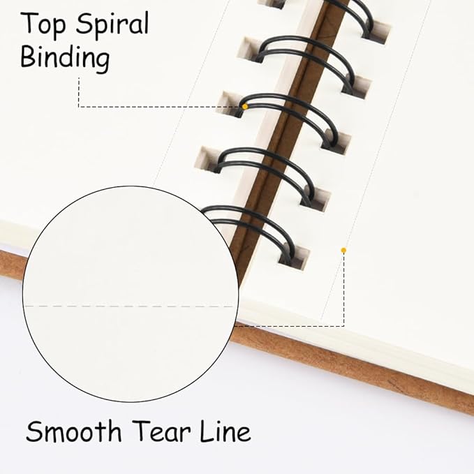 8.3x5.8 Sketch Book, Top Spiral Bound Sketch Pad, 60sheets 92lb/150gsm Nature - Image 4