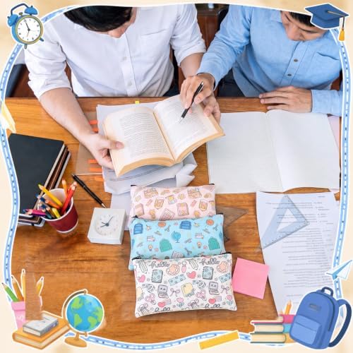 Meanplan 24 Pcs Back to Teacher Makeup Bag Gift, First Day of Cosmetic Bag