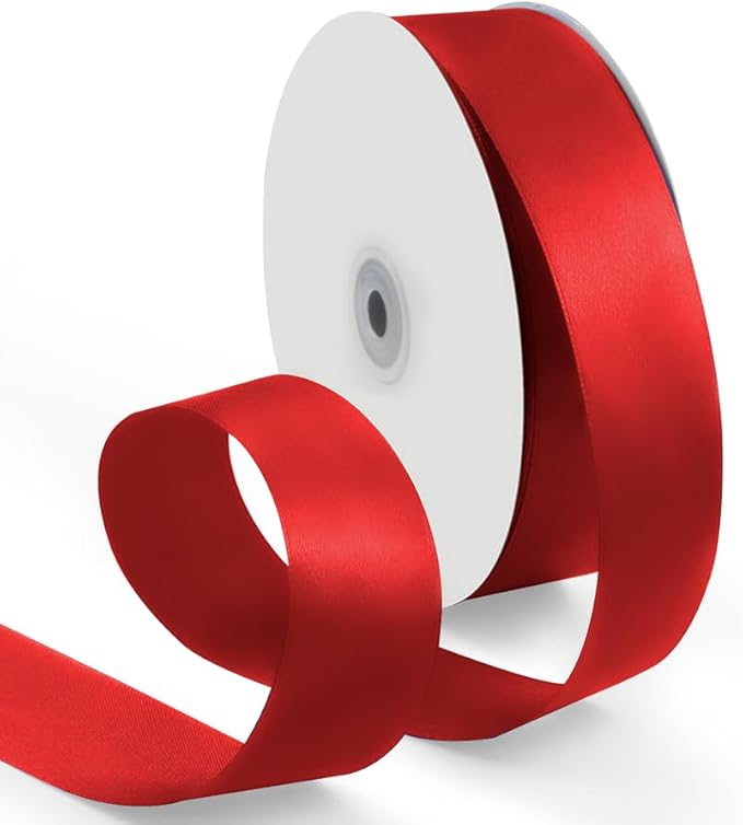 1-1/2 Inch 100 Yards Satin Ribbon Red, Solid Color Fabric Ribbon by HimBen