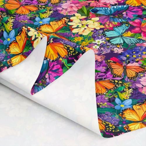Butterfly Upholstery Fabric for Chairs Watercolor Butterflies Outdoor Fabric by The Yard 109"x63", Aesthetic Flowers Rustic Dreamy Bugs Country Animal Landscape Fabric