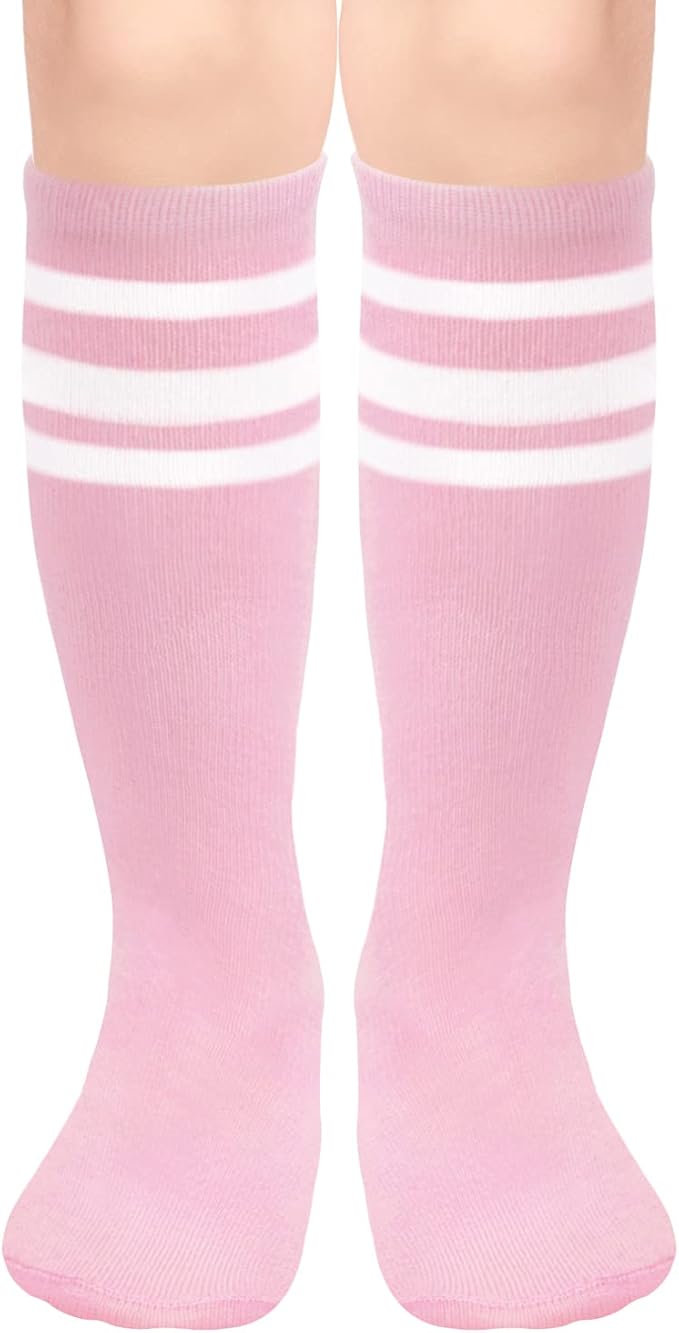 Sarfel Kids Soccer Socks Toddler Soccer Socks Girls Boys Soccer Socks Kids Tube Socks with Stripes Toddler Knee High Socks