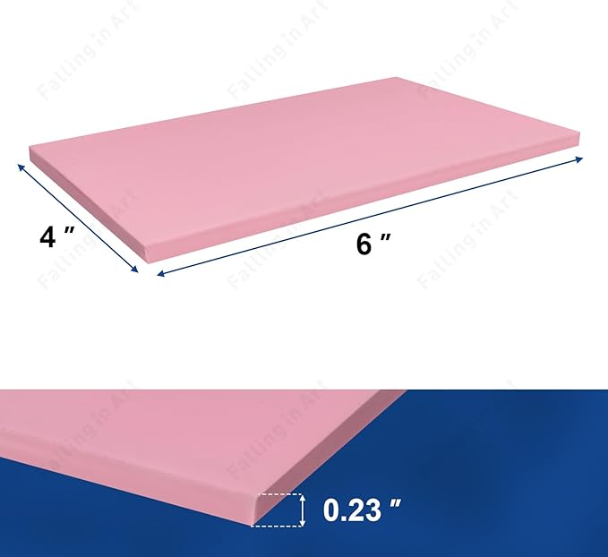Falling in Art 4 x 6" Pink Rubber Carving Blocks, 12 Pack Soft Linoleum Blocks - Image 2
