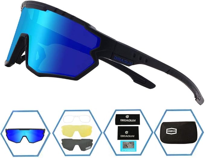 Sports Sunglasses Cycling Glasses Pink Polarized Glasses Baseball glasses with 3 lenses,Fishing,Ski Running Golf