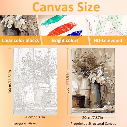 Mandun Farmhouse Paint by Numbers Kit for Adults,3 Pack, 7.8x11.8 inch