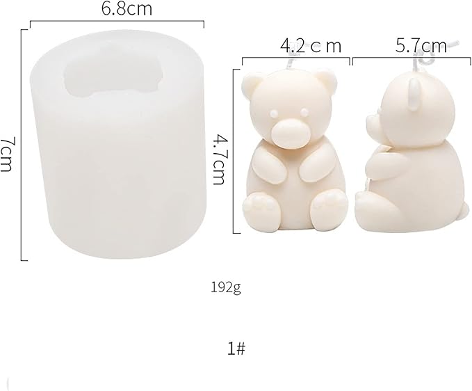 2 pcs Cute Bear Mold Bear Silicone Wave Spiral Candle Mold - Image 2