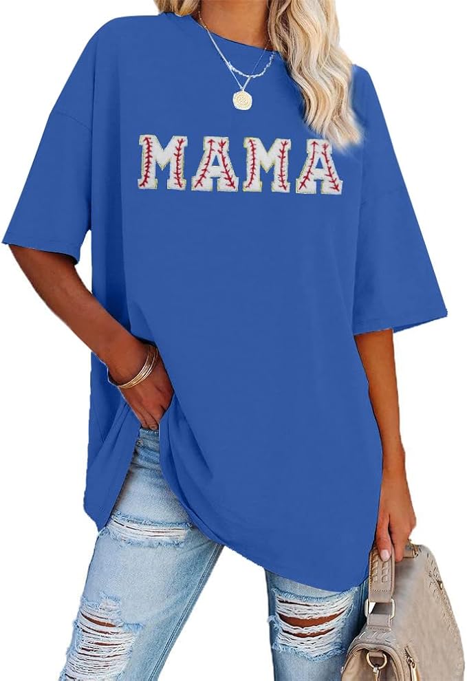 Baseball Mom Shirt Women Baseball Shirt Oversized Chenille Game Day Tops Sports Fan Gift Clothes