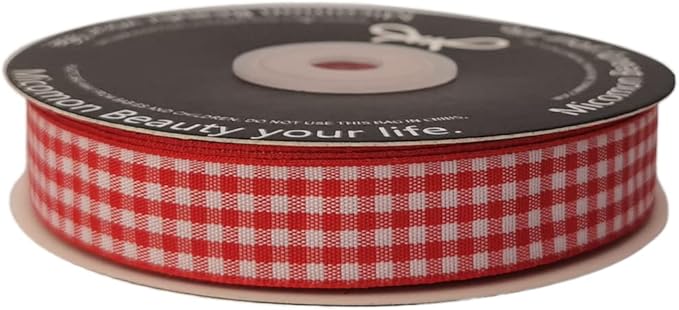 Red and White 100% Polyester Gingham Ribbon 25 Yards Each Roll - Image 3
