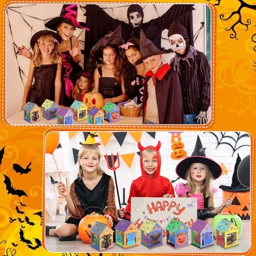 DoubleFill 36 Set Halloween Bird House Kits, Wooden House Crafts and Arts