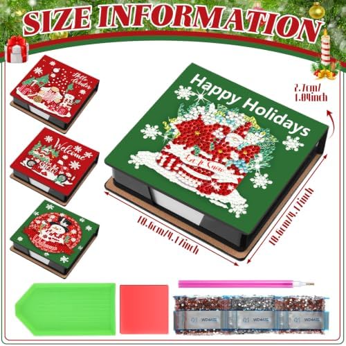 Saillong 4 Pcs Diamond Painting Note Box Kit Sticky Note Holders