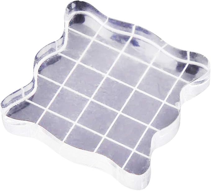 1PC Acrylic Stamp Blocks with Grid Lines, Transparent with Curve Edges by Hilitand