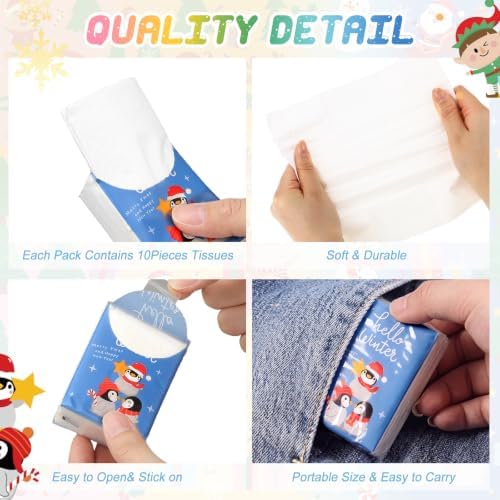 Outus 50 Pack Cute Character Christmas Travle Size Pocket Tissues Bulk