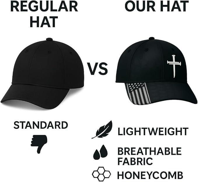 Adjustable Jesus 3 Nail Cross Hat with American Flag