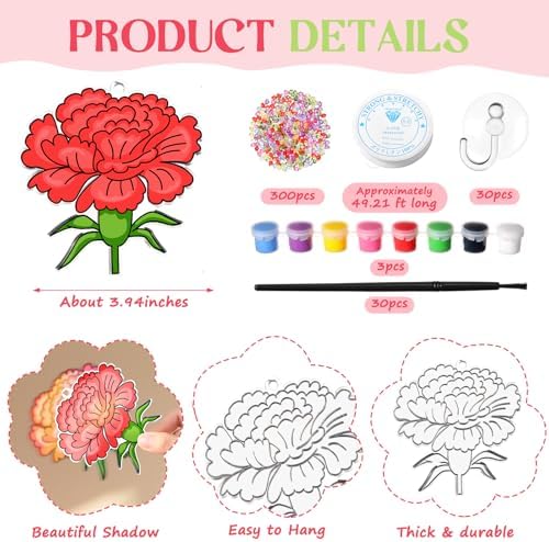 Dunzoom 30 Set Flower Suncatcher Kit Spring DIY Paint Craft Sun Catcher