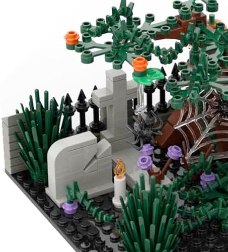 Halloween Graveyard Tree Building Blocks Set, 202 PCS Spiderweb Scene