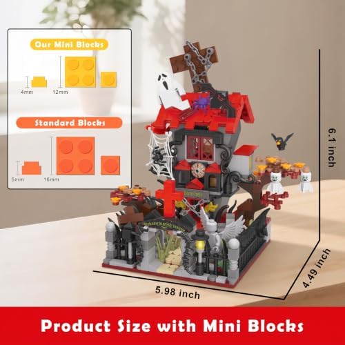 Halloween Haunted House Building Set, Mini Vampire Castle Blocks