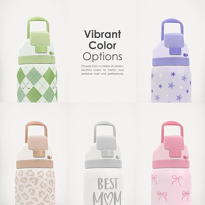Zebra Print Insulated Stainless Steel Water Bottle with Straw for Sports and Travel, 32oz, Gifts for Women Girls Friends Teens Birthday Christmas
