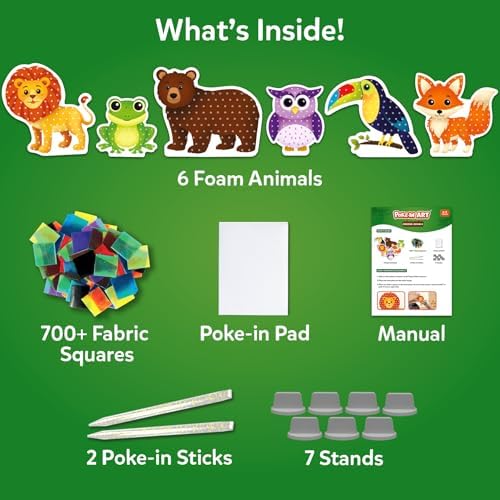 Skillmatics Poke-in Art – Animals, Wood Craft Kit, Gift for Boys & Girls