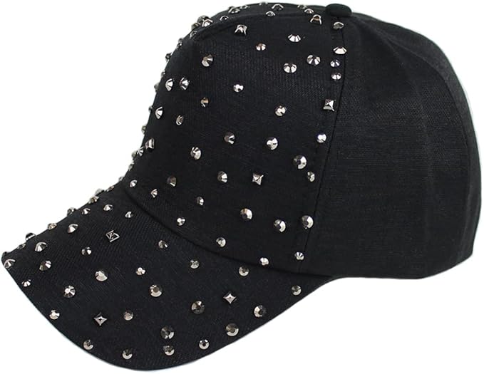 Gudessly Adjustable Breathable Rhinestone Baseball Cap for Women Bling Sequins Casual Sports Cap