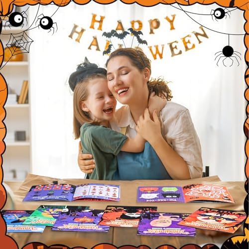 Kosiz 24 Pcs Halloween Activity Books for Kids, Mini Coloring Game Set