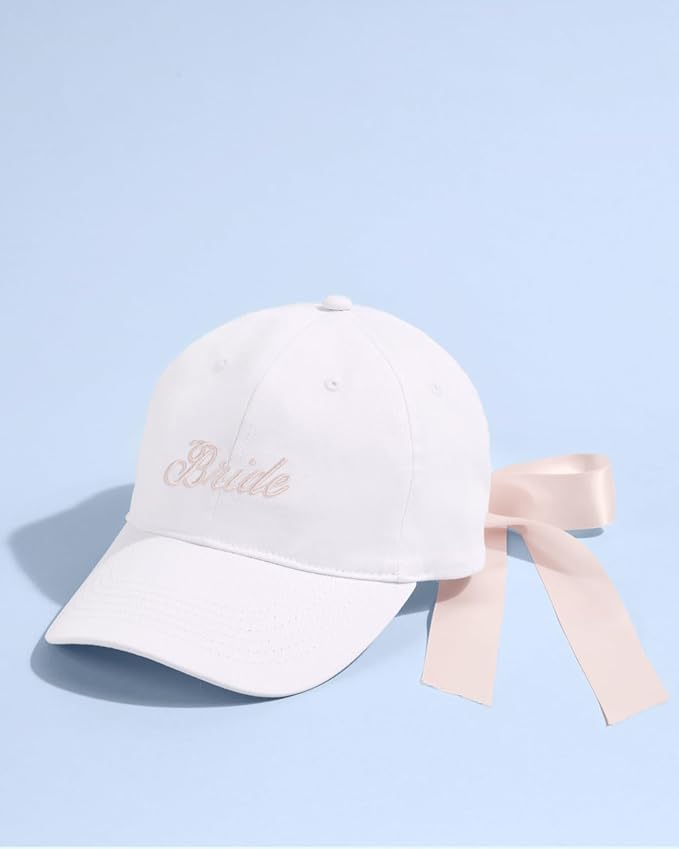 xo, Fetti White Bride Baseball Bow Hat | Bachelorette Accessory, Pink Bridal Headwear, Bach Party Decorations, Bridesmaid Gift, Wedding Cap