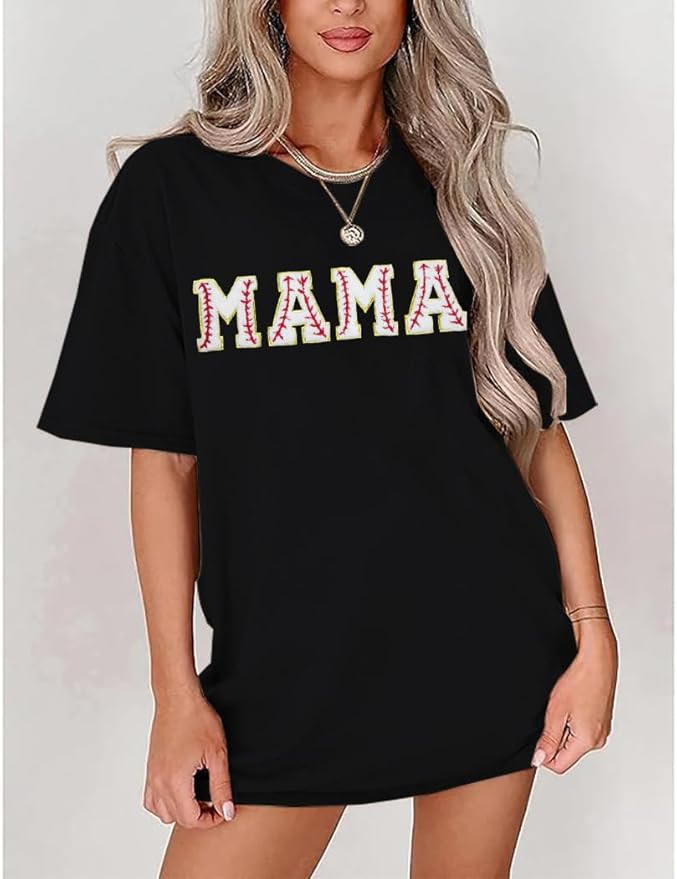 Baseball Mom Shirt Women Baseball Shirt Oversized Chenille Game Day Tops Sports Fan Gift Clothes