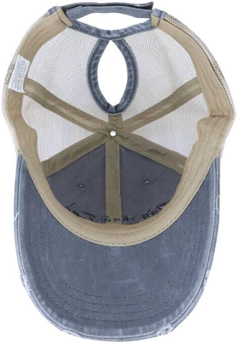 Eohak Distressed Ponytail Hats Baseball for Women Messy-Bun Pony Caps