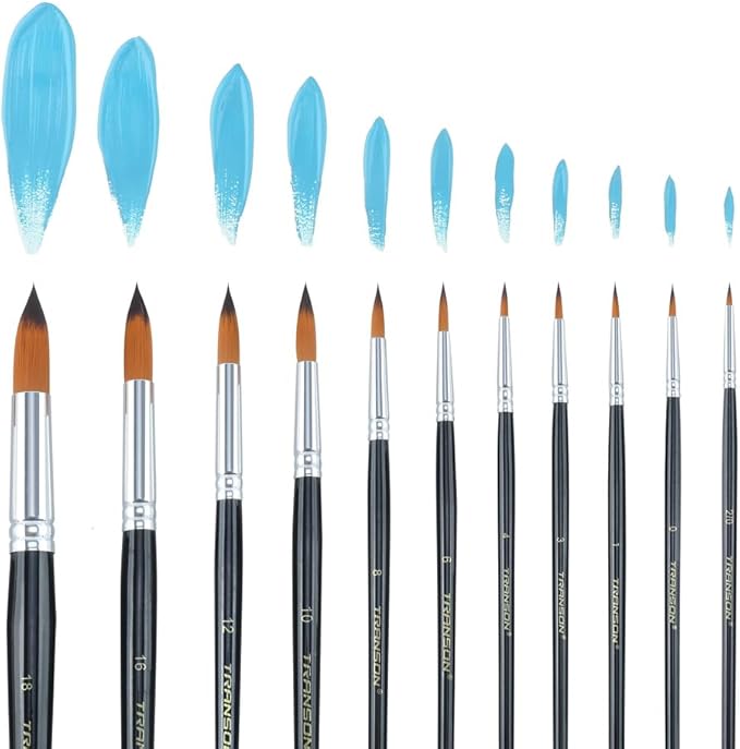 Transon 11pcs Round Paint Brush Basic Set - Image 3