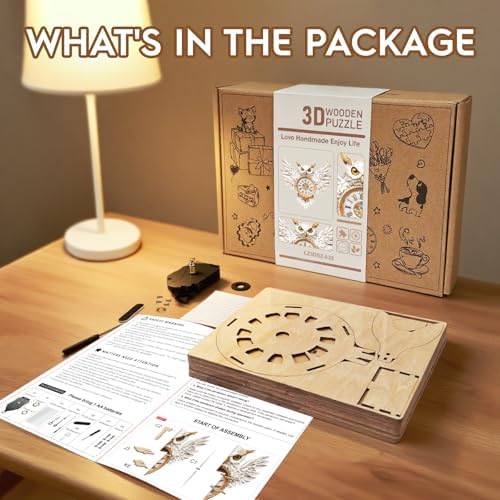 3D Puzzles for Adults Wooden Snowy Owl Clock Puzzle Adult Crafts