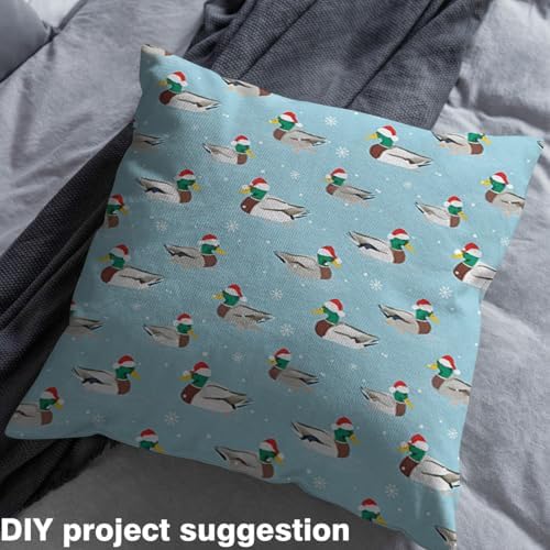 jejeloiu Merry Christmas Fabric by The Yard Mallard Duck Upholstery Fabric for Chairs Xmas Snowflake Waterproof Indoor Outdoor Decor for DIY Sewing Craft Projects 3 Yards