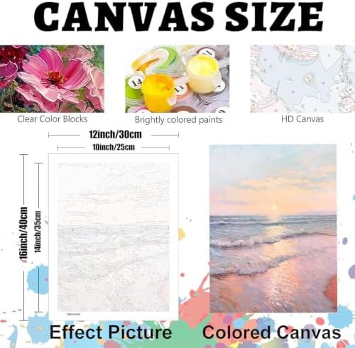GOUOYANA Paint By Numbers Kit for Adults-Pink Beach Funny Canvas 12x16 Inch