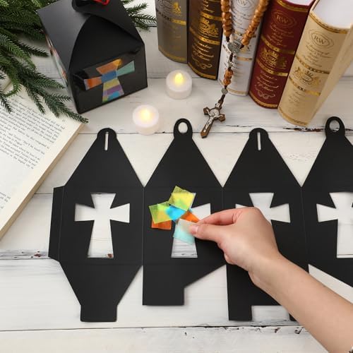 Simgoing 12 Sets Religious Cross Lantern Craft Sunday School Crafts Kit