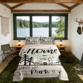 RV Happy Camping Comforter Set Twin Size,Home is Where We Park It Quilt Set for Kids Boys Bedroom Gift,Rustic Farm Camping Lovers Polyester Bedding Set with 1 Pillowcase,2Pcs