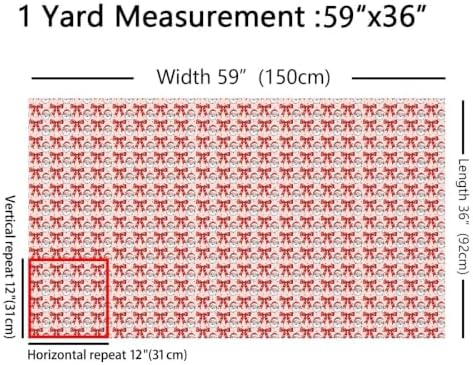 Christmas Upholstery Fabric for Chairs | Cartoon Santa Claus DIY Fabric by The Yard for Craft Lovers 109"x63", Xmas Red Bow Tie Cute Ribbon Bowknot Kawaii Quilting Fabric