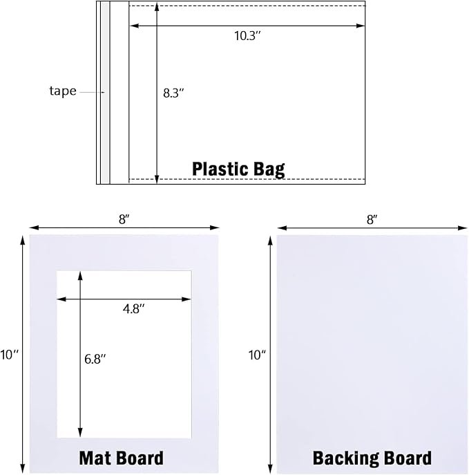 Egofine Pack of 10 White Mat Board Pre-Cut 8x10 Picture Mat - Image 2