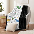 DIY Dinosaur Coloring Blanket with 24 Markers, Color Your Plush Fleece Throw, Arts & Crafts Gifts for Kids Boys Girls, Black Fluffy Backing (DIY Dinosaur)
