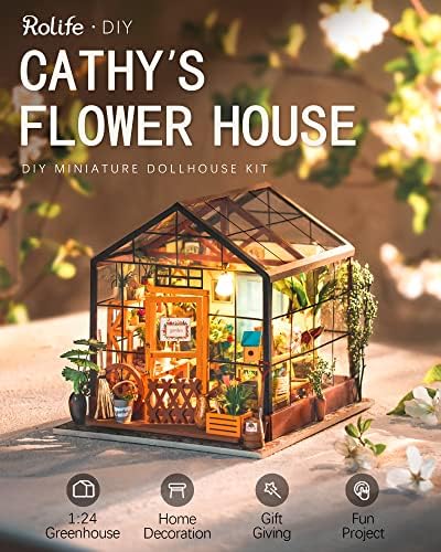 Rolife Cathy's Greenhouse Miniature Kit with LED Lights