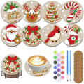 8 Pack Christmas Paint by Number Kits Coasters with Holder Cork Pads