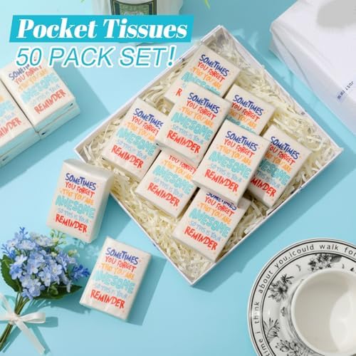 Outus 50 Pack Inspirational Pocket Tissues Travel Size for School Classroom