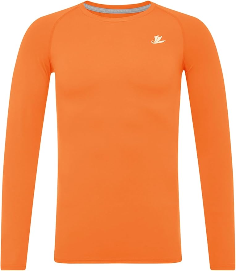 DEVOROPA Youth Boys Compression Shirt Long/Short Sleeve Football Baseball Undershirt Quick Dry Kids Sports Baselayer Crewneck