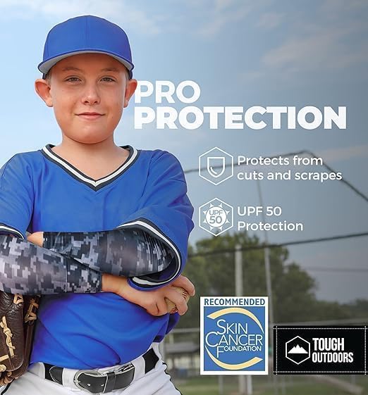 Tough Outdoors Baseball Arm Sleeve Youth & Adults - Compression Arm Sleeves for Kids Boys & Girls Men & Women - Football